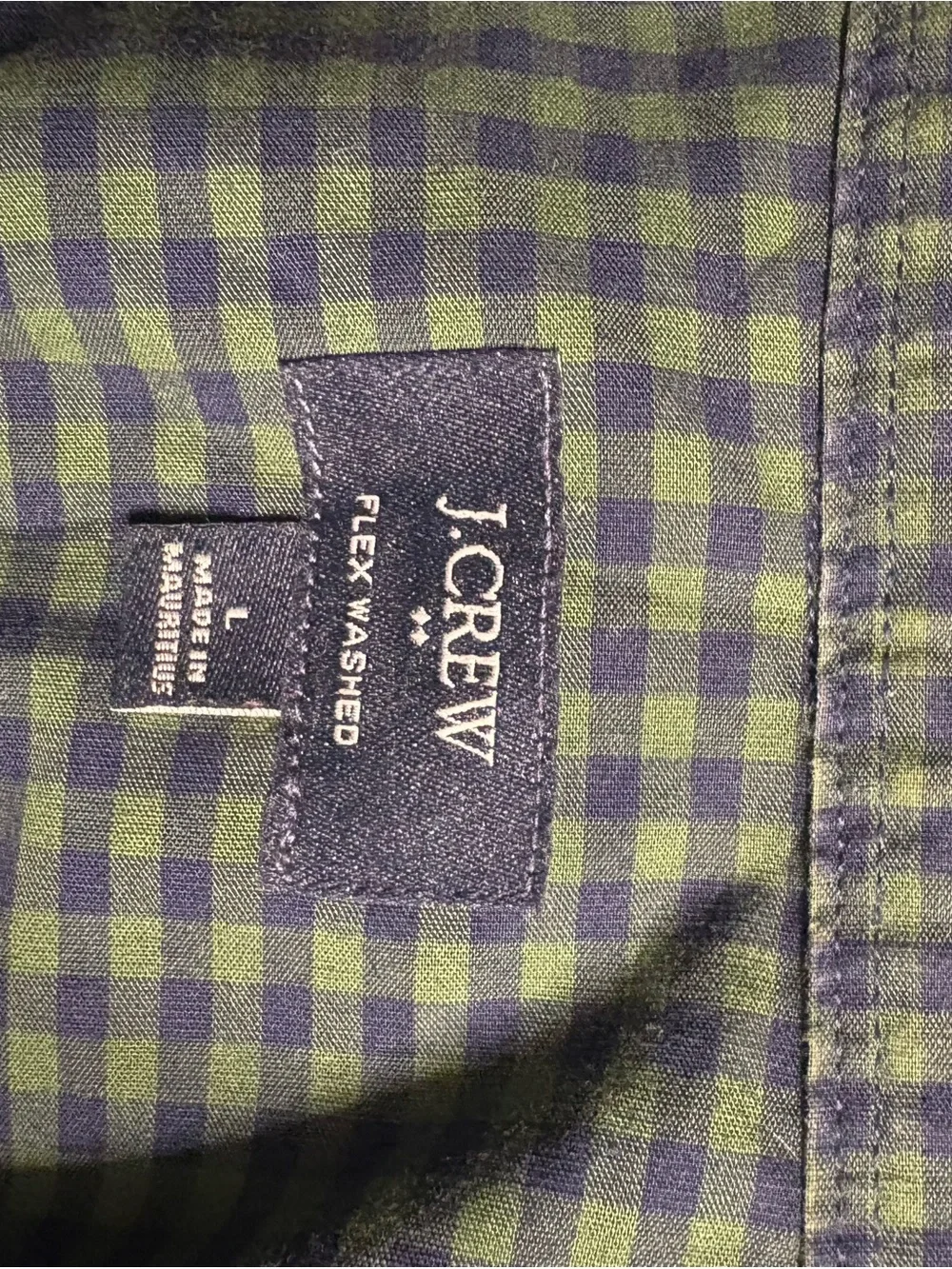 J. Crew Green and Navy Gingham Button-Down Shirt